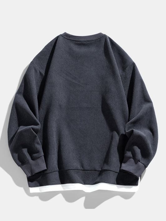 2 In 1 Crew Neck Stretch Corduroy Sweatshirt