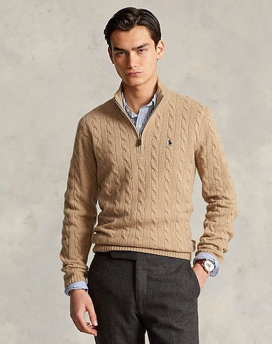 ᏒⅬ® Pullover aus Wolle und Kaschmir mit Zopfmuster