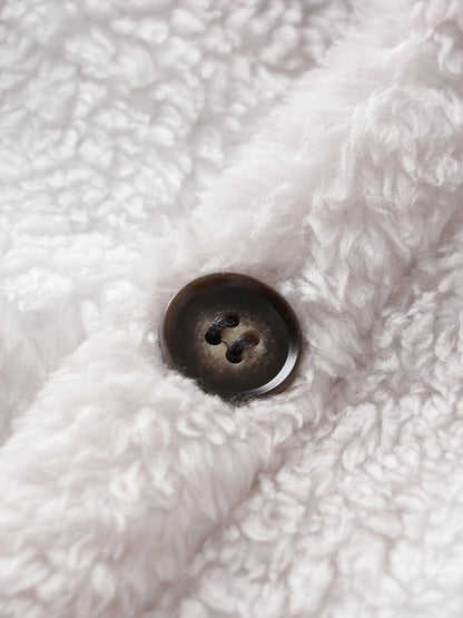 Men's Classic Plaid  Fluffy Faux Fur Single Pocket Button Lapel Jacket