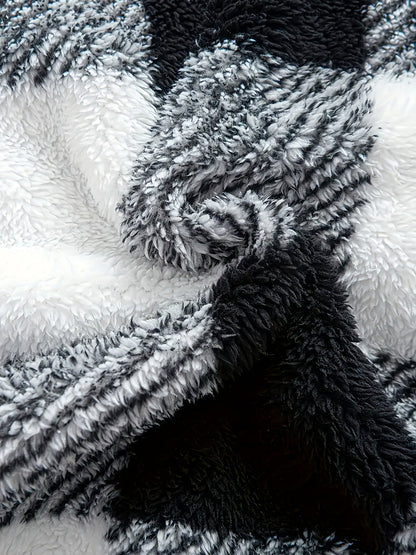 Men's soft checked fleece hoodie