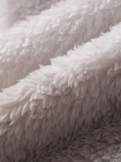 Men's Classic Plaid  Fluffy Faux Fur Single Pocket Button Lapel Jacket