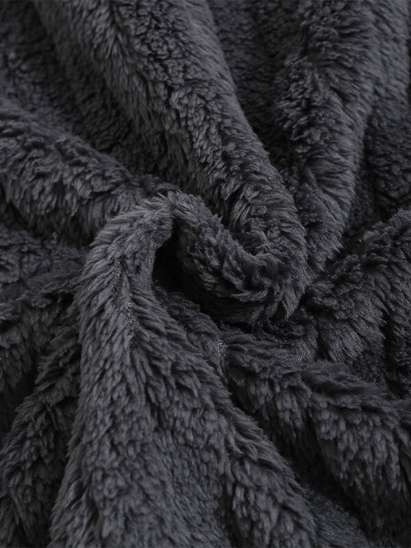 Men's Classic Plaid  Fluffy Faux Fur Single Pocket Button Lapel Jacket