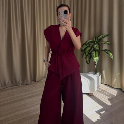 Avaé™ Wrap-Waist Sleeveless Suit Set (2-Piece)