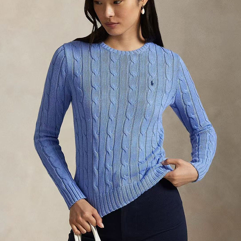 ᏒⅬ® Women Cable-Knit Cotton Crewneck Jumper