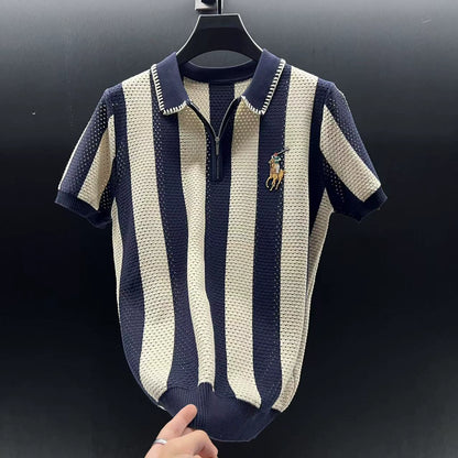 Luxury Half-Zip Polo Shirt – Modern Fit, Short Sleeve
