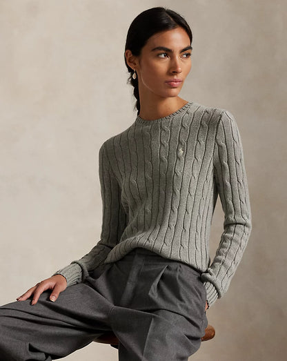 ᏒⅬ® Women Cable-Knit Cotton Crewneck Jumper