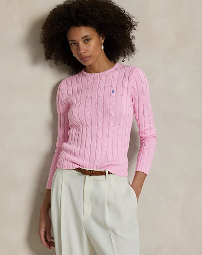 ᏒⅬ® Women Cable-Knit Cotton Crewneck Jumper