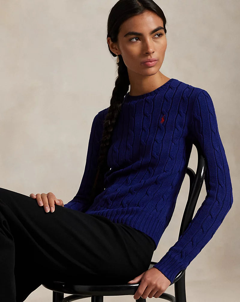 ᏒⅬ® Women Cable-Knit Cotton Crewneck Jumper